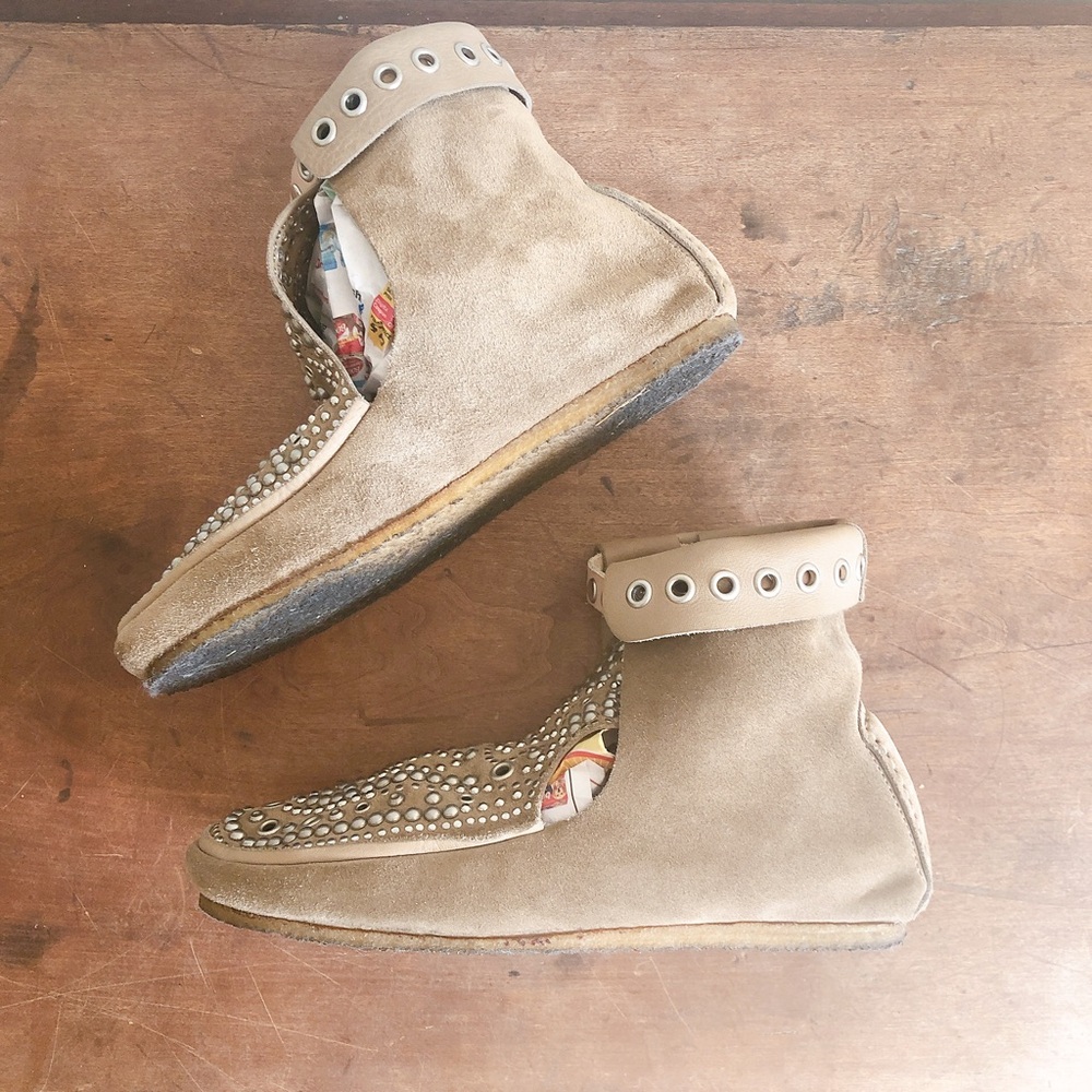 Isabel Marant Morley Studded Tan Suede Ankle Boots Moccasins - Picture 6 of 6